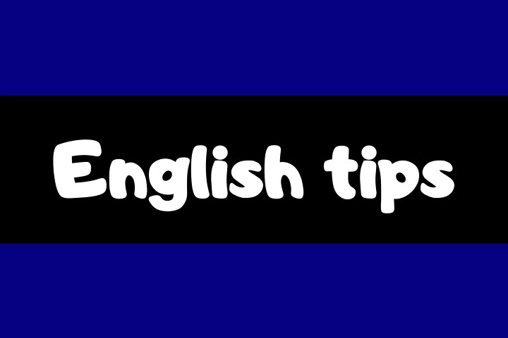 English tips - JFM English